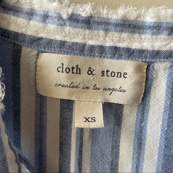 Anthropologie Cloth & Stone Blue Striped Tunic button Down Shirt - Picture 4 of 6